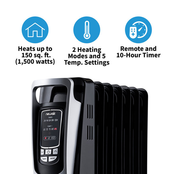 Newair Portable Oil Filled Radiator Space Heater, 150 ft² with Silent